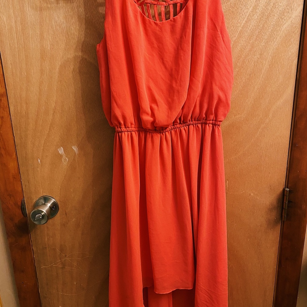 coral semi formal high low dress